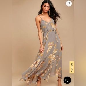 Floral Gray Maxi Dress